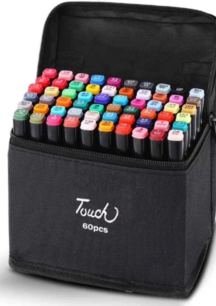 KIT de Plumones Doble Punta, Colores Intensos + Bolsa de Almacenamiento