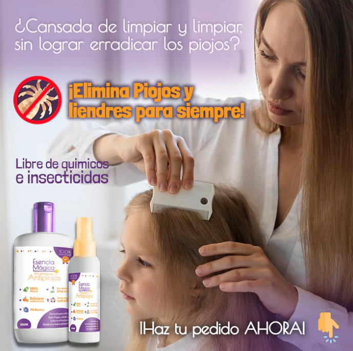 Esencia Mágica ANTIPIOJOS 100% NATURAL SHAMPO+SPRAY 🎁PEINE ACERO INOXIDABLE