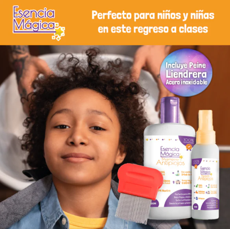 Esencia Mágica ANTIPIOJOS 100% NATURAL SHAMPO+SPRAY 🎁PEINE ACERO INOXIDABLE